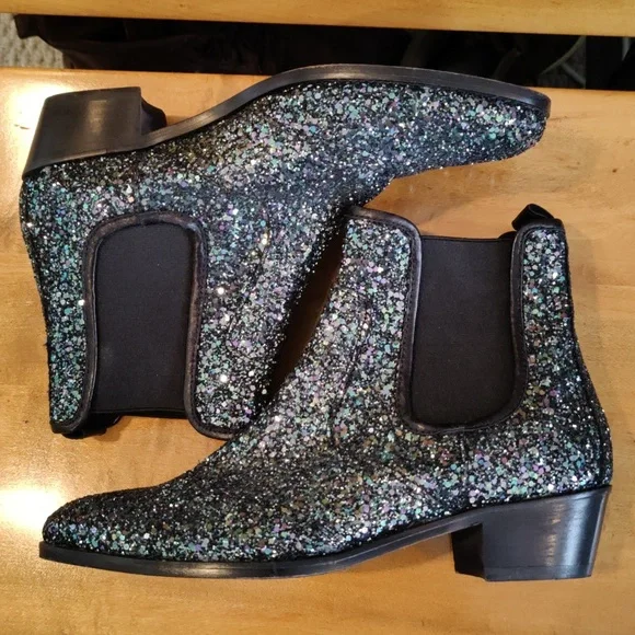 Zadig & Voltaire boots size 38eu/7.5 us Rn116202 blue silver and black glitter - Picture 6 of 11